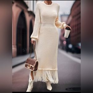 Fringe Sweater Dress